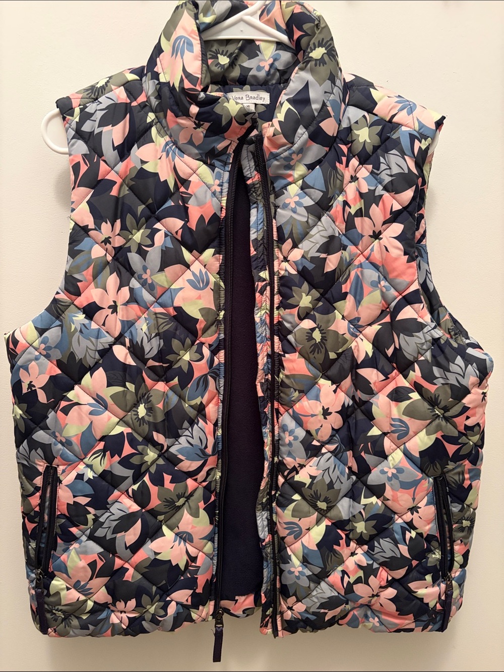 Vera Bradley Floral Quilted Puffer Vest in Rosa Camo Pattern
